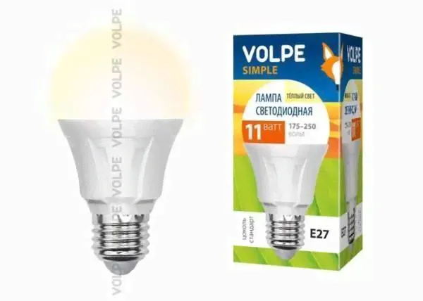 Volpe ЛОН A60 E27 11W(1000lm) 3000K 2K матовая 60х112 LED A60-11W/WW/E27/FR/S